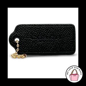 2.25" COACH NEW YORK Black Crossgrain Leather Fob Bag Charm Keychain Hang Tag